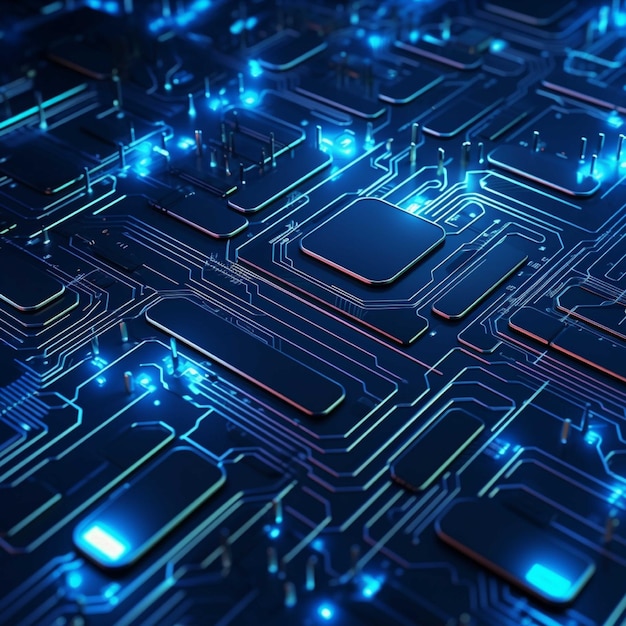 Circuit board closeup Technology background 3d rendering