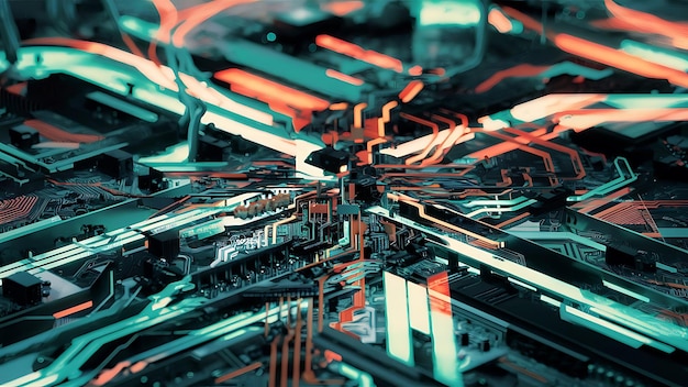 Circuit board landscape abstract technology and circuits wallpaper