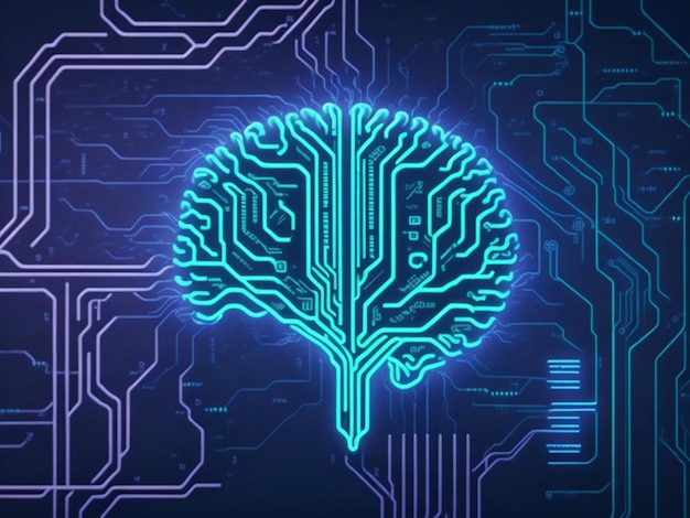 Circuit board in shape electronic brain image