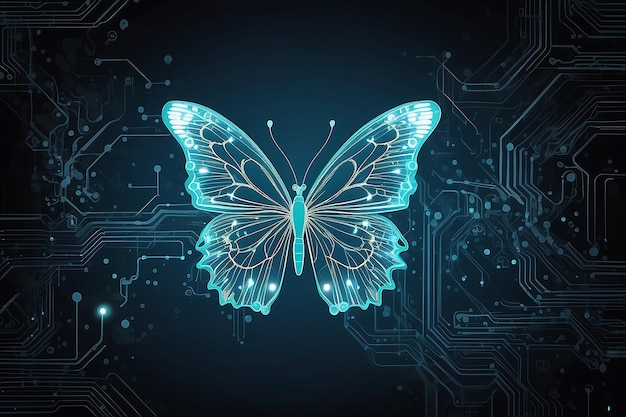 Circuit board vector background technology illustration butterfly illustration