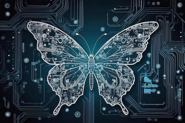 Circuit board vector background technology illustration butterfly illustration