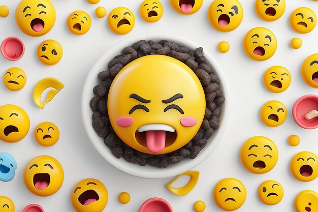 Photo circular 3d emoji with vomiting face