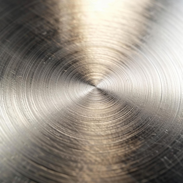 Circular brushed metal surface with a radial pattern