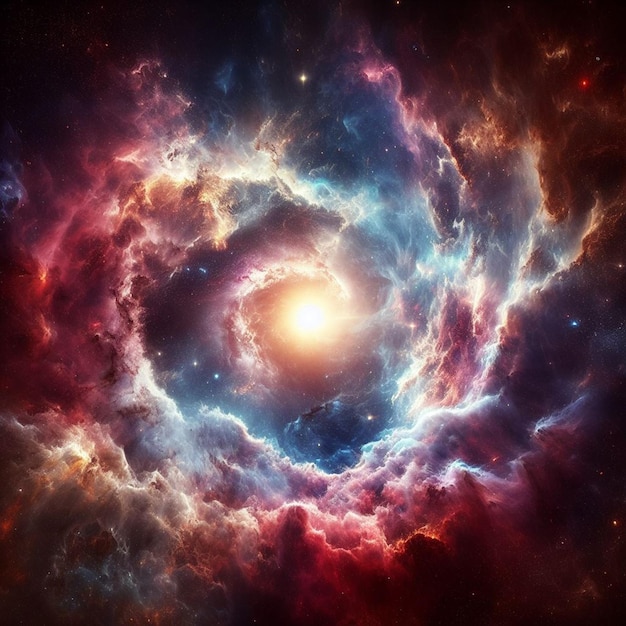 Circular celestial space nebulas to portal hole