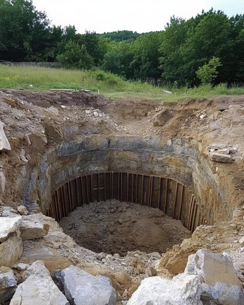 Photo circular excavation with retaining wall