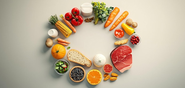 Circular food layout for World Food Day poster highquality 3D design