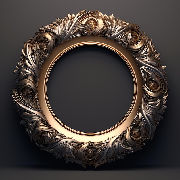 Circular frame beautiful mountain natural scenery painting Generative AI