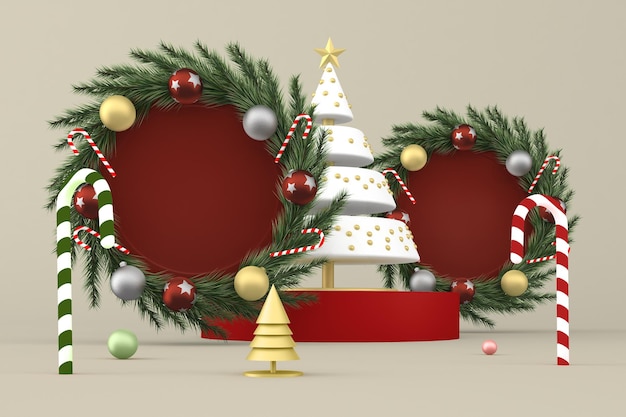 Circular Frames Front Side In Christmas Themed Background