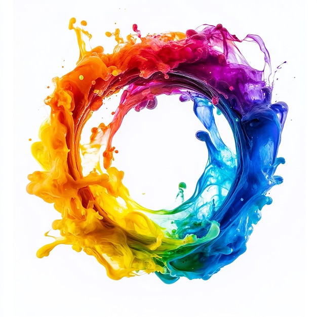 Circular ink splash colors in unity isolated on white