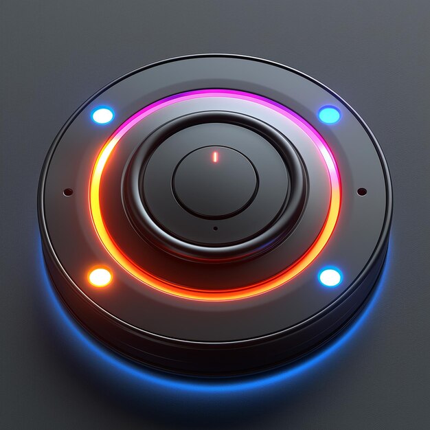 a circular object with a black and orange light on it