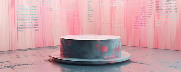 Photo a circular platform in a pink and gray abstract room