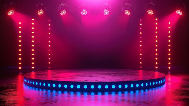 Photo circular stage with pink and blue lighting