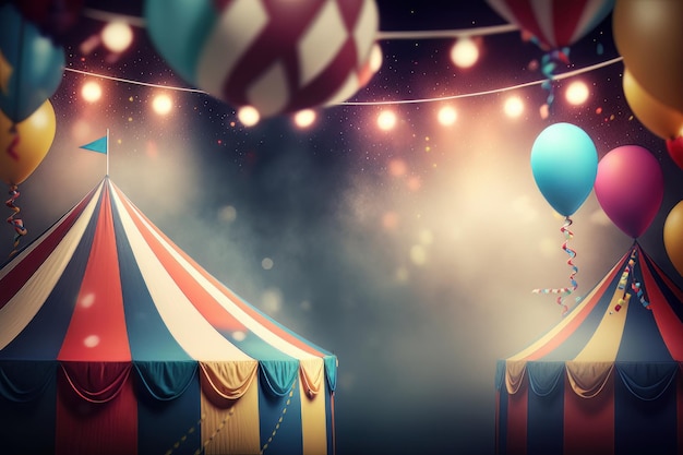 Circus Tent Cartoon invitation Illustration Generative AI