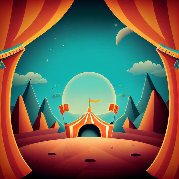 Circus Tent Cartoon invitation Illustration Generative AI