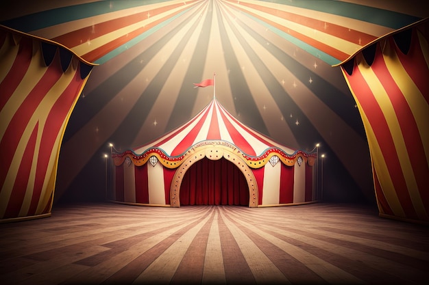 Circus Tent Cartoon invitation Illustration Generative AI