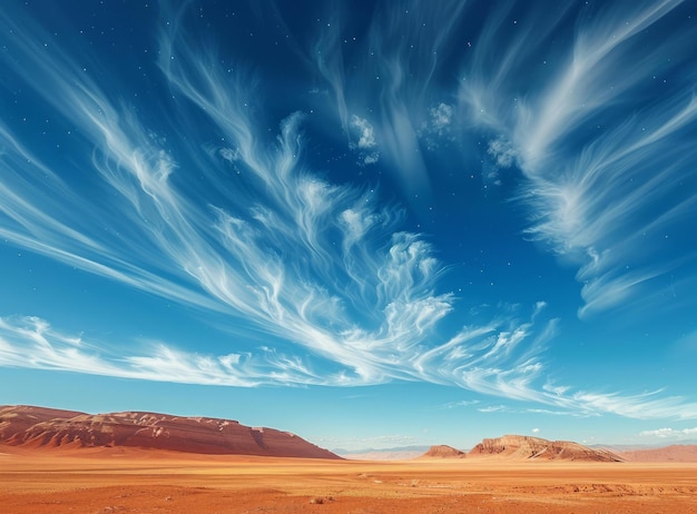 Cirrus Clouds in Arid Landscape