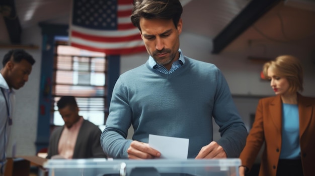 Photo a citizen casting his vote