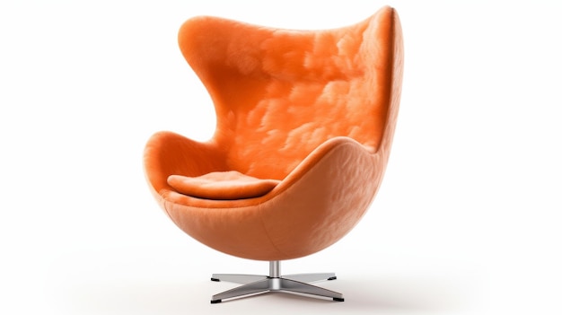 The Citrus Dream An Orange Egg Chair Perched on a Sleek Metal Base