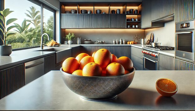 Citrus Fresh Modern Kitchen with a Bowl of Oranges