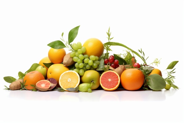 Citrus fruit composition on white background