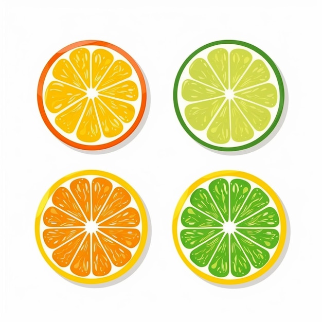 Citrus fruit set Orange lemon lime Vector illustration