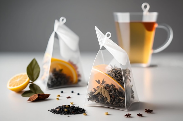 Citrus fruit tea bags Generative AI