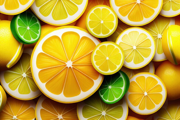 citrus fruits: orange, lime and lemon.