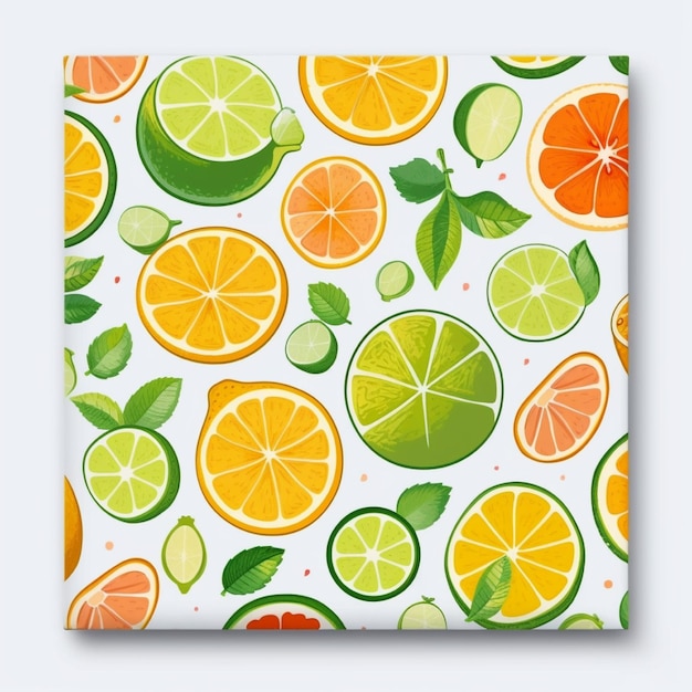 Citrus seamless pattern with lime lemon orange grapefruit and lime slices