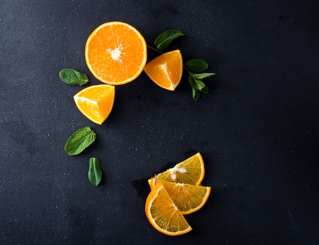 Citrus slices and mint herbs