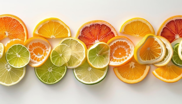 Citrus Symphony Freshly Sliced Oranges Lemons and Limes in Harmonious Display