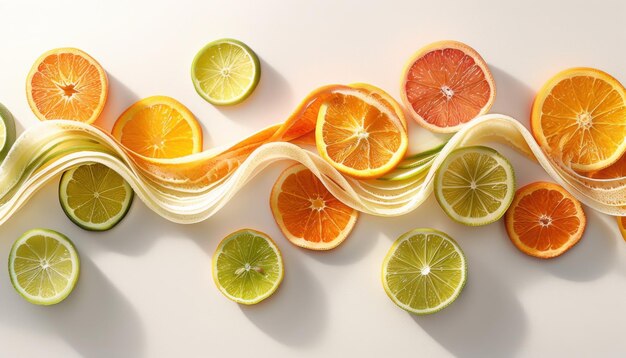 Citrus Symphony Freshly Sliced Oranges Lemons and Limes in Harmonious Display