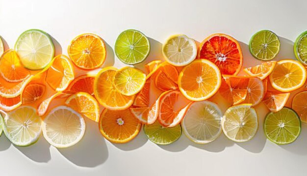 Photo citrus symphony freshly sliced oranges lemons and limes in harmonious display