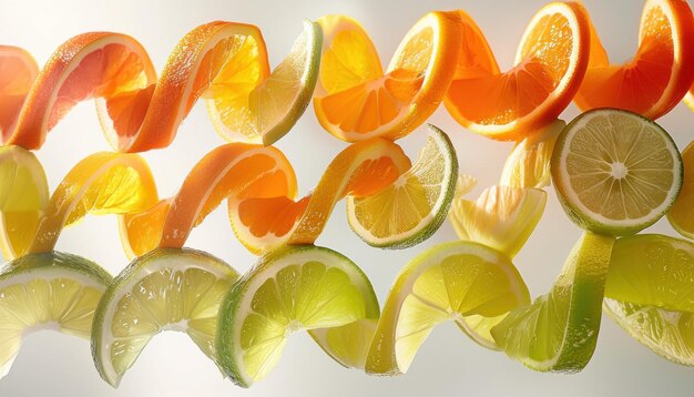 Photo citrus symphony freshly sliced oranges lemons and limes in harmonious display