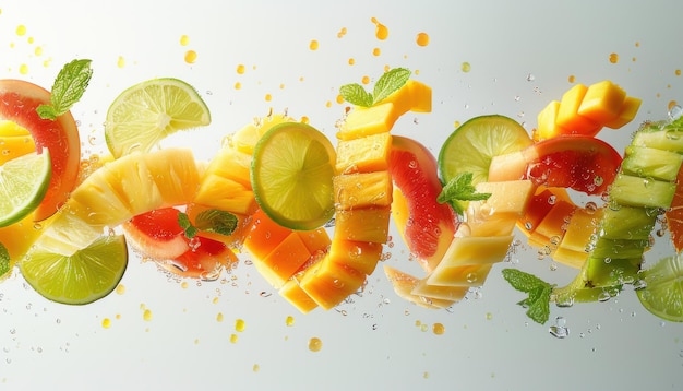 Photo citrus and tropical fruit compositions