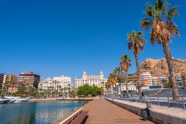 City of Alicante Harbor full of beautiful boats on vacation