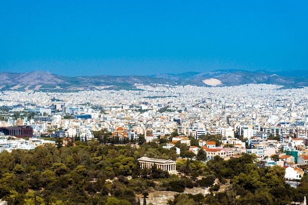 City of athenes and ancient ruins of greece