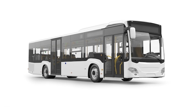 City bus 3D rendering isolated on white background