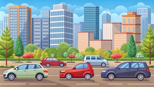 City car parking vector illustration in flat style