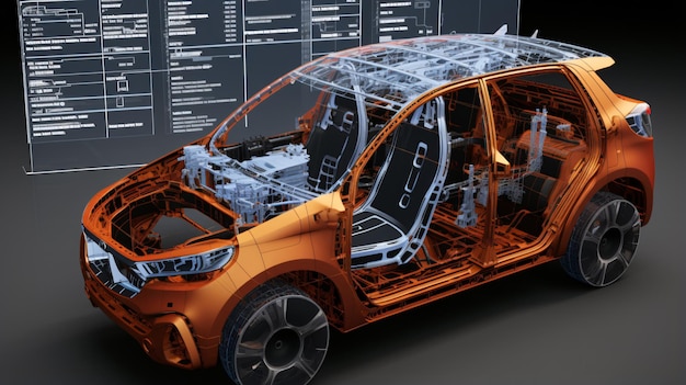 City car structure overview during driving