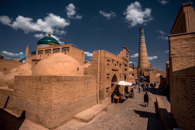 City citadel Khiva in the heat gets reddish color