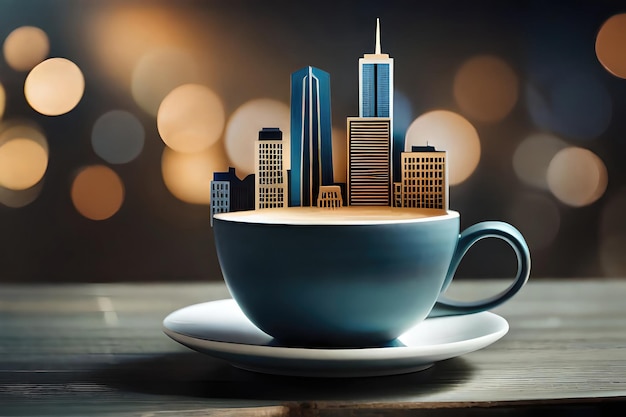 City in a coffee cup