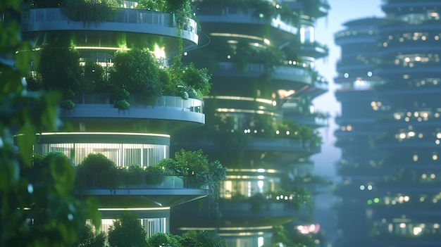 City of the future Ecofriendly building in the modern city Office building with green environment generative ai