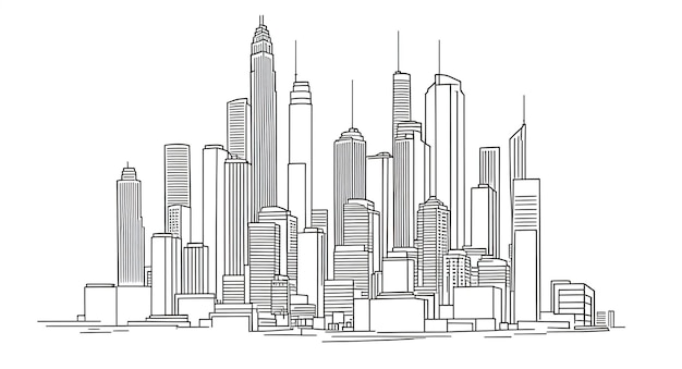 City graphic black white cityscape skyline sketch Generative AI