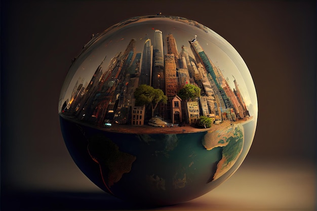 The city grows on the globe