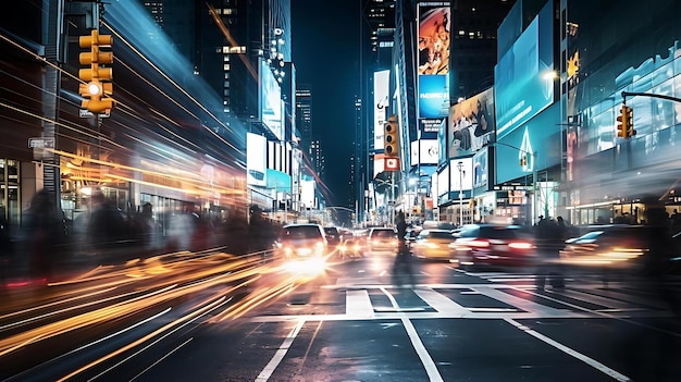 A city is a busy street with many signs for the new york city