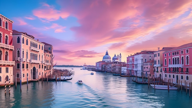 a city is a port with a boat and houses in the water.