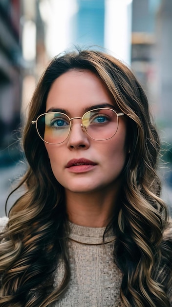 City landscape in womens glasses