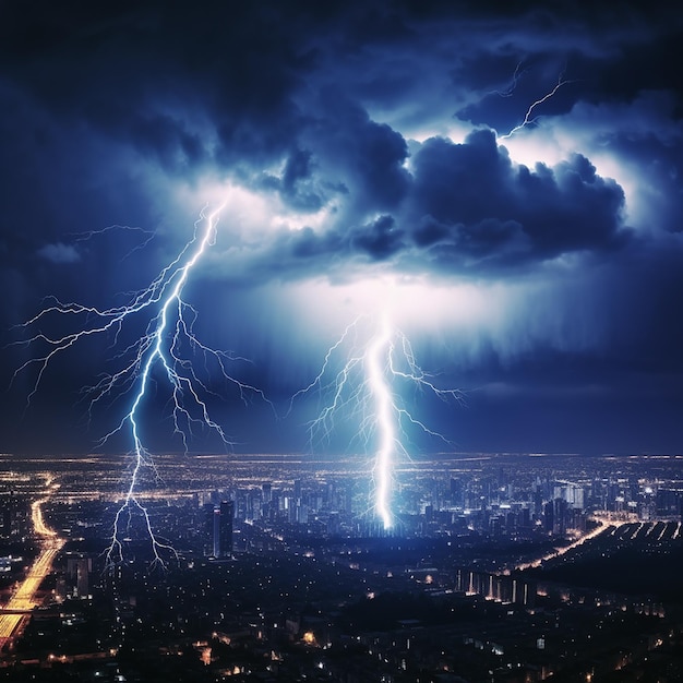 City Lightning Storm Natures Electrifying Display