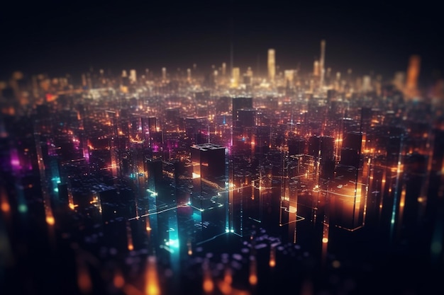 City Lights from Above A Bird's Eye View of a Illuminated Metropolis at Night