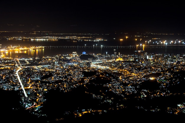 City lights seen from the top of the corcovado hill in rio de janeiro, brazil.